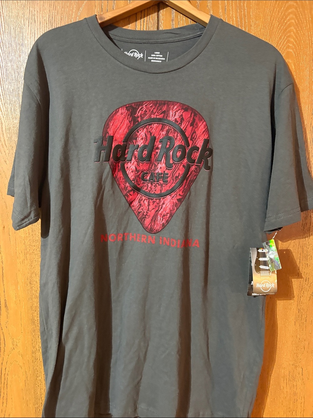 NWT Hard Rock Cafe Charcoal Gray Tee with Red Graphic